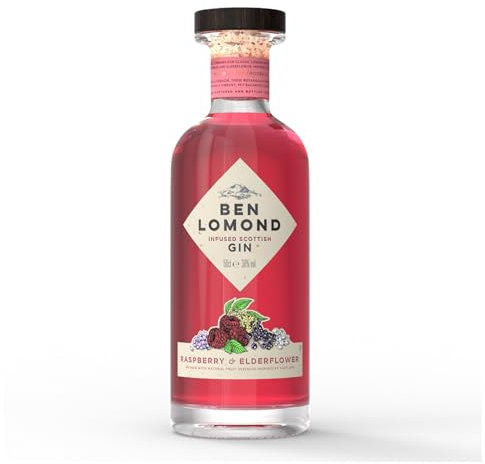 Ben Lomond Raspberry & Elderflower Gin 70cl (38% ABV) | Scottish, Flavoured Gin- Soft, Sweet, Floral & Decadent