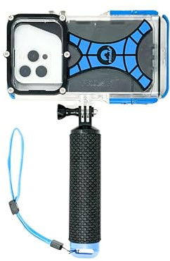ProShot Dive 2.0 - Underwater housing for iPhone Rated to 130 feet. Underwater Camera housing Compatible with All iPhones Except 17 Pro Max. Waterproof case for Diving and Snorkeling. (Black/Blue)
