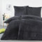 BaSaTex Winter Plüsch Bettwäsche Set 4 Teilig Nicky-Teddy Cashmere-Touch | Flauschiger Deckenbezug und Kissenbezug | Größe: 2X 135x200 cm + 2X 80x80 cm | Farbe: Anthrazit