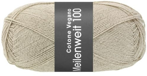 LANA GROSSA Meilenweit Cotone Vegano| Die Alternative ohne tierische Fasern | Handstrickgarn aus 76% Baumwolle, 14% Polyamid & 10% Polyester | 100g Wolle zum Stricken & Häkeln | 420m Garn FB29