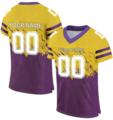 Personalisiertes American FootballTrikot Custom Football Jersey Personalized Printed Team Name & Number Baseball Trikot für Männer Frauen Jugend Unisex Schnelltrocknend Atmungsaktiv T-Shirts(#A 2)