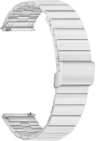 ONE ECHELON Cinturino di ricambio a sgancio rapido compatibile con Fossil Q Gazer in acciaio inox, cinturino di ricambio regolabile (argento)