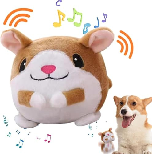Jouet en Peluche pour Animaux de Compagnie en Mouvement Actif, Jouets de Chien Interactif pour Animaux de Compagnie Rebondistes, Rechargeable, Interactif et Lavable son électronique (Hamster)