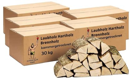 Neandertaler Feuer 150 kg Brennholz Feuerholz - Grillholz 25 cm Holz für Feuerschale Grill Pizzaofen Smoker Lagerfeuer | Räucherholz Hartholz Woodfire Dekoholz Kaminholz Laubholz