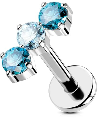 OUFER Body Piercing Titanium Labret Piercing Jewelry Threadless Lip Stud 18G Nose Bar Piercing Jewellery Push In Helix Earrings 6mm Tragus Stud Flat Back Earrings Lippenpiercing