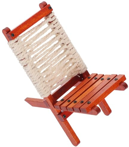 minkissy Miniatur Klappstuhl aus Holz Mini Lounge Gartenstuhl für Puppenhaus Outdoor Deko Leichtes Platzsparendes Design Handgefertigte Miniaturmöbel für Kreative Heimdekoration