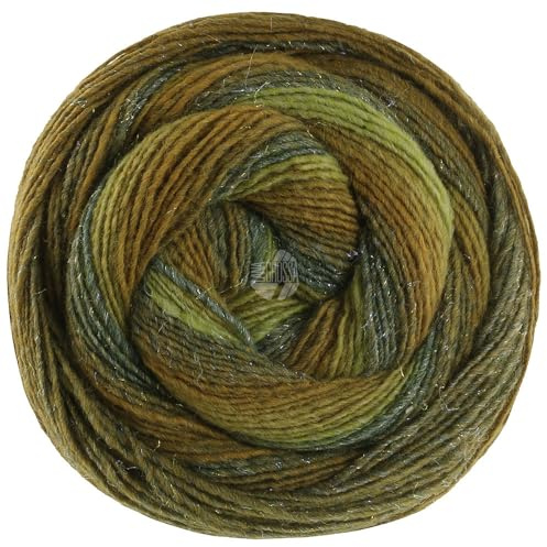 LANA GROSSA Gomitolo Gala| Dochtgarn im Farbverlauf mit dezentem Lurex-Effekt | Handstrickgarn aus 60% Schurwolle, 38% Polyacryl & 2% Polyester | 200g Wolle zum Stricken & Häkeln | 700m,FB 4035