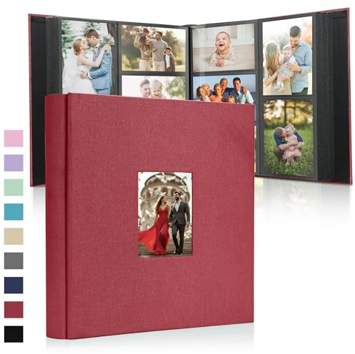 DazSpirit Photo Albums 6x4 1000 Slip-in Pockets with Linen Cover | Extra Large 10x15 Landscape and Portrait Pictures with Front Window for Wedding, Family Photo Books and Travel Memories