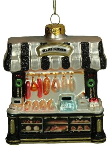 HD Collection Christbaumschmuck Glas 12,7cm - Fleischtheke Figur Aufhängen - Weihnachtsbaum Anhänger für Weihnachten - Christbaumanhänger & Weihnachtsbaumschmuck - Schwarz