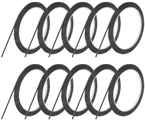 QUARKZMAN 10 Rollen Whiteboard Tape Grafik Tape 3 mm 50m Kunst Dünnes Selbstklebendes Pinstripe Abdeckband Für Geschenkverpackung Bastelbedarf Schwarz