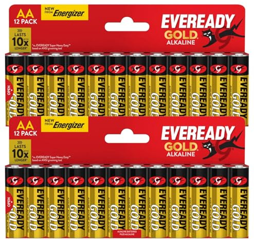 Eveready Gold Alkaline AA Batteries – 24 Pack | Long Lasting Power for Remotes, Toys, Torches, Clocks & Everyday Household Devices