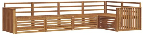 vidaXL Outdoor-Sofagarnitur 5 pcs Natur Massivholz Akazie, Gemütliches Outdoor-Set, modernes Ecksofa, robuster Loungesessel, Gartenmöbel, Terrasse zum Relaxen