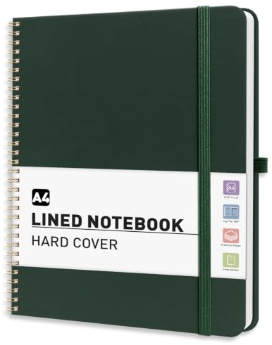 Notizbuch A4 Liniert -Tagebuch für Erwachsene With 110 Blatt Haftnotizen | Hardcover Notebook,100GSM,180°flach,Liniertpapier (7 mm),21,5 x 27,9cm