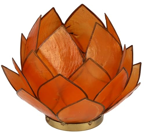 GURU SHOP Lotus Teelicht Muschel 14x10 cm - Orange
