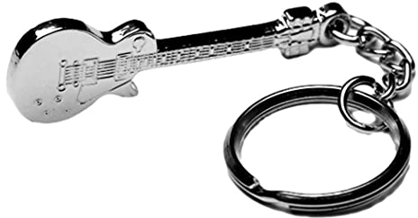 Les Paul Guitar shaped silver-plated keyring bottle opener musician gift