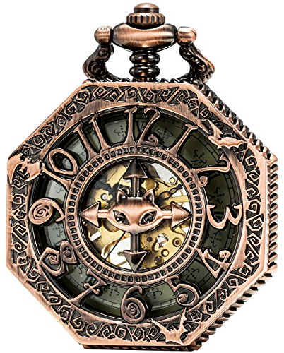 SEWOR Octagon Bat Style Mechanical Hand Wind Pocket Watch