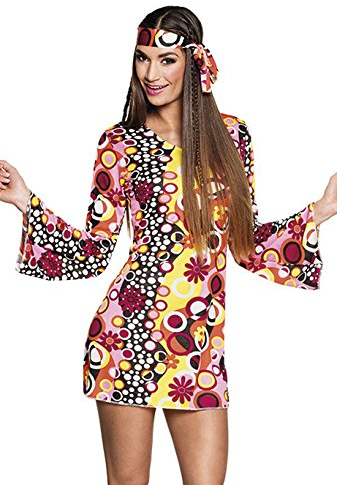 Boland 83867 - Kostüm Groovy-Girl, Kleid und Haarband, für Damen, Disco-Lady, Flower Power, Karneval, Mottoparty