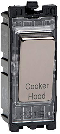 Varilight Iridium Black Powergrid Engraved Module 20 Amp 1-Way Double Pole Switch 'Cooker Hood'
