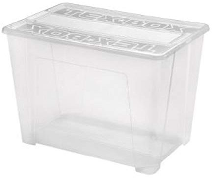 Heidrun 2 x Tex-Box mit Deckel + Klickverschluss - 70 Liter - 57 x 38 x 40,5 cm - transparent