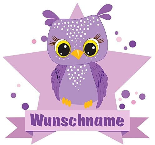 Samunshi® Lila Eule Aufkleber mit Namen Autoaufkleber Namensaufkleber Kinder - 10x8,8cm mehrfarbig