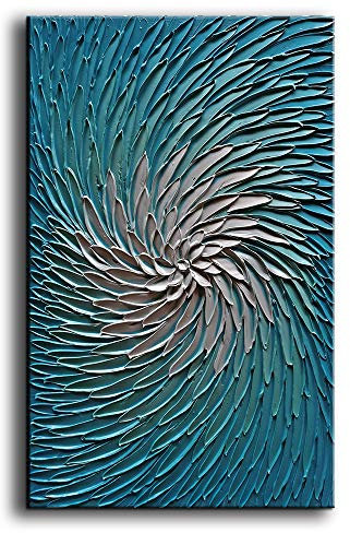 YaSheng Art, Zeitgenössisches Kunst-Ölgemälde auf Leinwand, 3D-Textur, abstrakte Kunst-Bilder, Wandkunst, Gemälde, moderne Heimdekoration, fertig zum Aufhängen, 61 x 91 cm.