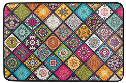 ISAOA Mandalas Traditional Floral Doormat Bath Kitchen Rug,Non-slip and Washable,Thin,Indoor Foot Mats -60 x 40 cm
