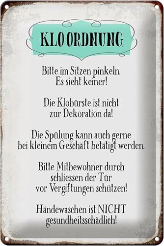Blechschild 20x30cm gewölbt Kloordnung Toilette WC Spruch Sprüche Deko Geschenk Schild