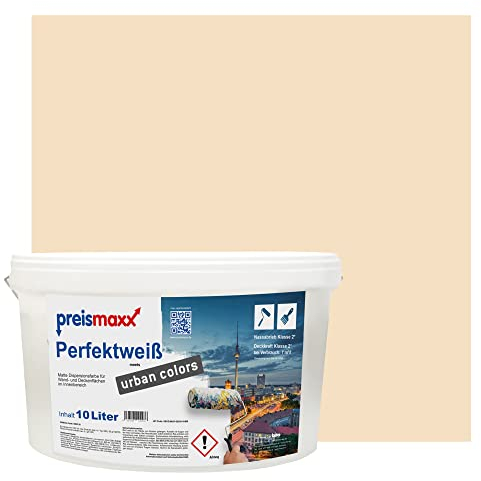 Preismaxx Perfektweiß urban colors, bunte Wandfarbe, beige, wüstensand, desert sand 10L, Innenfarbe, hohe Deckkraft Klasse 2, matt