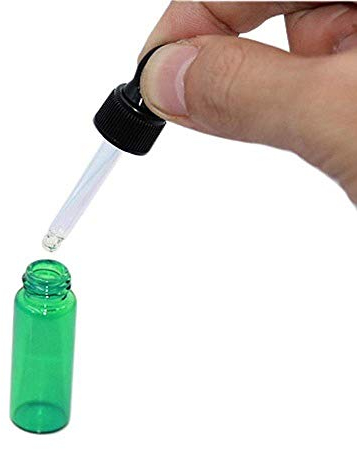 CMJ 2 x 5ml GREEN Glass Bottle Ear Eye Drops Pipette Dropper Aromatherapy Empty