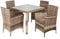 ESTEXO Polyrattan Gartenmöbel Set Sitzgruppe Rattan Gartenset Essgruppe Stuhl Tisch Set Garten Tisch und Stuhl Set 4 Personen Glas Glastisch (Beige-Braun)
