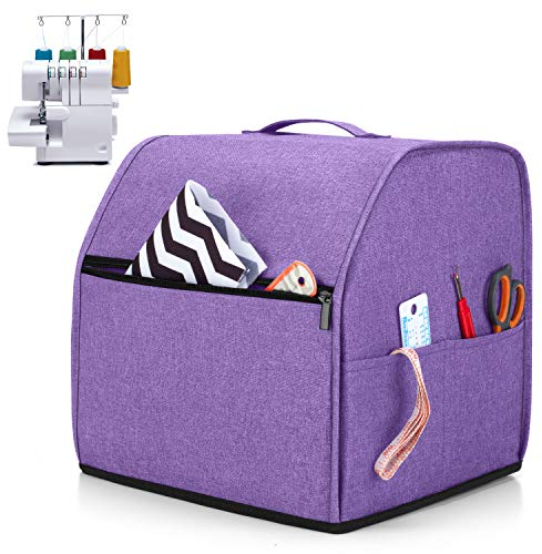 Luxja Abdeckhaube für Overlock, Schutzhülle für Overlocker-Nähmaschine, Overlock Zubehör Staubschutzhaube, Lila