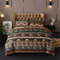 Chanyuan Bohemian Bettwäsche Set 200x200 cm, 3 Teilig Indisch Mandala Weich Mikrofaser Böhmisch Exotisch Braun Grün Geometrisch Gestreift Muster Vintage Bettbezug mit Reißverschluss