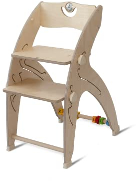 QuarttoLino® 9-in-1 multifunktionaler Kinderstuhl. Kinderhochstuhl, Wippe, Treppe, Tisch mit Sitz, Erwachsener Stuhl (150 Kg), Hochstand oder Spielturm und 7 verschiedene Sitzhöhen. Natur