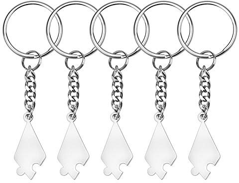 Meilleur ami amitié Porte-clés Ensemble de 5 Puzzle Assorti Gravure personnalisée Pentagramme Pendentif Ensemble Cadeaux pour Famille Soeurs Cadeau (Five-Pointed Star Silver Keychain)