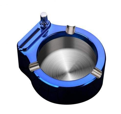 Cenicero Retro de Metal Diez mil Partidos Encendedor de Escritorio Decoraciones Gadgets para Hombres (Color : Blue)