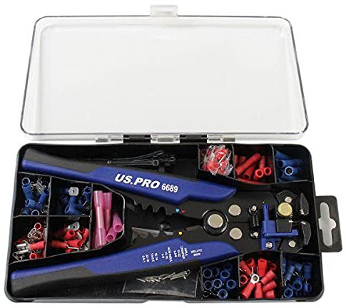 US PRO Tools Auto Wire Stripper, Cutter, Terminal Crimper & Terminal Set 6830