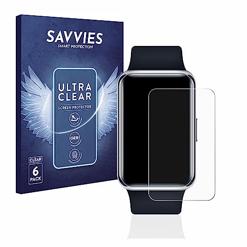 Savvies Schutzfolie für Huawei Watch Fit Elegant | 6 Stück Transparenter Displayschutz Made in Germany Ultra-Klar Displayschutz-Folie