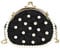MEGAUK Damen Elegante Perlen Handtasche Muscheln Satin Clutch Abendtasche Henkeltasche Crossbody Bag mit Perlen Metall Gurt Kisslock Design, Schwarz