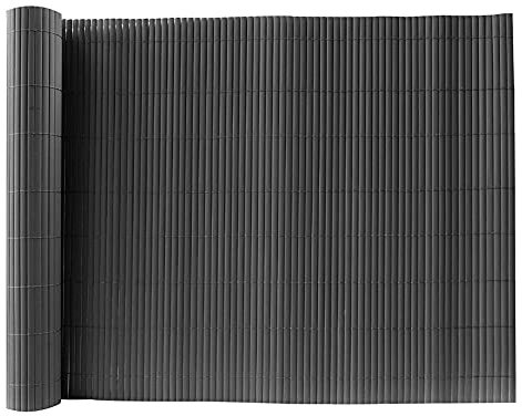 EliteKoopers 2x3M Dark Grey PVC Fence Screening Roll For Garden, Balcony, Terrace Privacy Panel Fake Bamboo Slats (1Pcs)