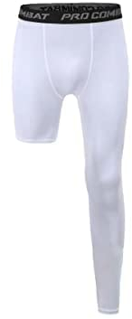 Jonscart Einbein-Kompressionsstrumpfhose, lange Hose, Basketball, Sport, Baselayer, Unterwäsche, aktive Tight, Weiß-Links-lang, Mittel