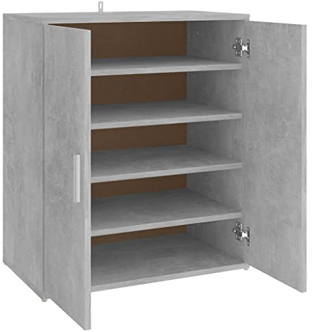 vidaXL Shoe Cabinet Home Bedroom Hallway Furniture Accessories Wardrobe Storage Shoe Rack Storage Organiser Hall Cabinet Chipboard Concrete Grey