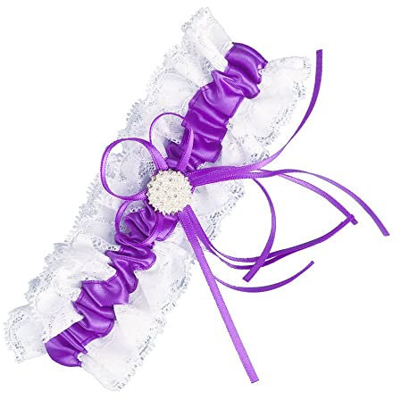 1 jarretière pour robe de mariée - Souple - Élastique - Sexy - Avec anneau de jambe - Fabriqué à la main - Pour mariage - Pour femme Violet