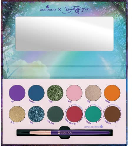 essence cosmetics x Beauty Benzz everyday is a MYSTERY eyeshadow & eyeliner palette, Nr. 01 Who Would You Like To Be Today?, mehrfarbig, 12 Farben, hochpigmentiert, schimmernd, farbintensiv (14g)