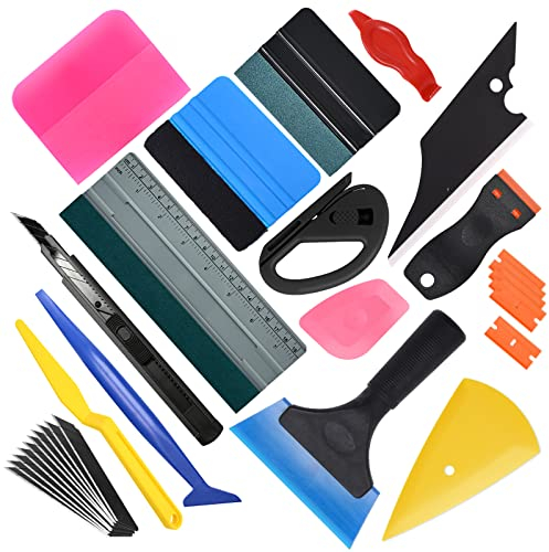 EHDIS Folierungs Werkzeug Set, für Car Wrapping, Auto Folierung, Window Tint, Klebefolien, mit Rakel Set, Cuttermesser, Schaber, Fensterabzieher