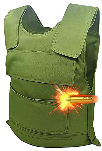 ZRHXG Schusssichere Weste Militär Kugelsichere Schutzweste, Schusssicher Ausrüstung Einstellbar Sicherheitswesten Taktische Ballistische K?Rperpanzer, Es Gibt Taschen Vorne und Hinten