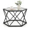 COSTWAY Mesa Auxiliar de Cristal, Mesa de Centro Geométrica Industrial, Mesa Redonda con Patas de Metal, Mesita de Sofá Moderna para Salón, Terraza y Dormitorio, Capacidad hasta 15 kg, 65 x 40 x 56 cm