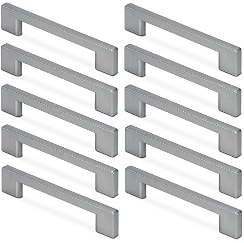 Mavö 10 Stück Griffe Plastik Schubladengriffe Möbelgriff 96mm Lochabstand Schrankgriff Silber-grau Kunststoff PIKO (96mm)