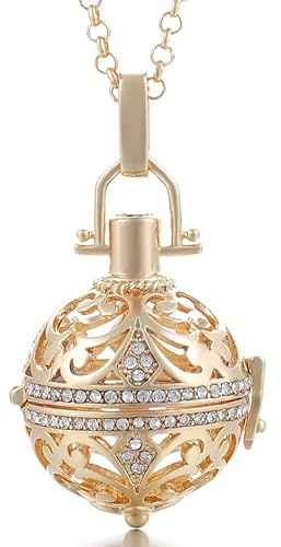 L'Atelier d'Eva Collier pendentif Bijou Grossesse Bola Carillon Chaîne 110 cm ajustable (Bola doré)