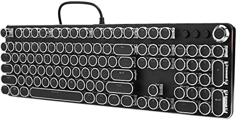 GOWENIC Clavier Mécanique de Jeu, Clavier de Jeu de Clavier électrolytique de Style Rétro de 104 Touches avec Effet D'éclairage pour PC de Jeu
