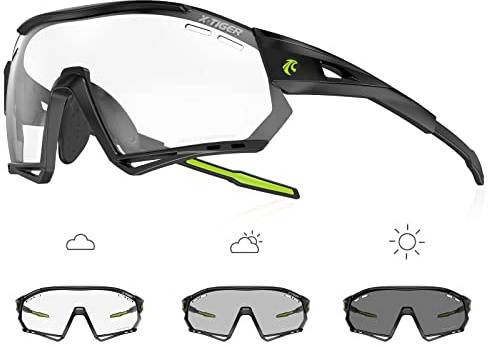 X-TIGER Fahrradbrille selbsttönend Sonnenbrille Herren Damen TR90 Rahmen UV400 Schutz Photochromatisch Sportsonnenbrille